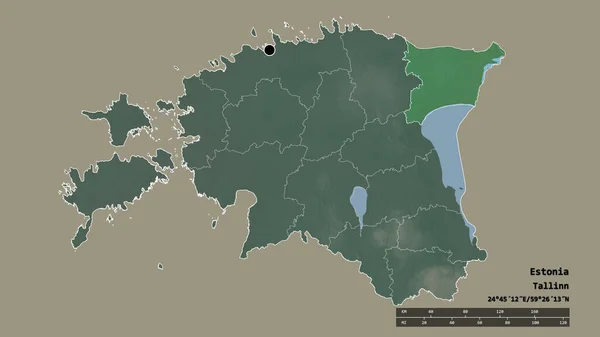 Forma Dessaturada Estônia Com Sua Capital Principal Divisão Regional Área — Fotografia de Stock