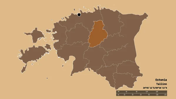 Forme Désaturée Estonie Avec Capitale Principale Division Régionale Région Jarva — Photo