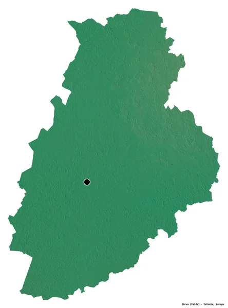 エストニアの郡であるジャーヴァの形で その首都は白い背景に孤立している 地形図 3Dレンダリング — ストック写真