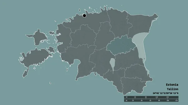 Forma Dessaturada Estônia Com Sua Capital Principal Divisão Regional Área — Fotografia de Stock