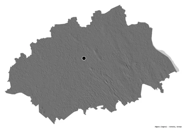 Kształt Jogeva Powiat Estoński Stolicą Odizolowaną Białym Tle Dwupoziomowa Mapa — Zdjęcie stockowe