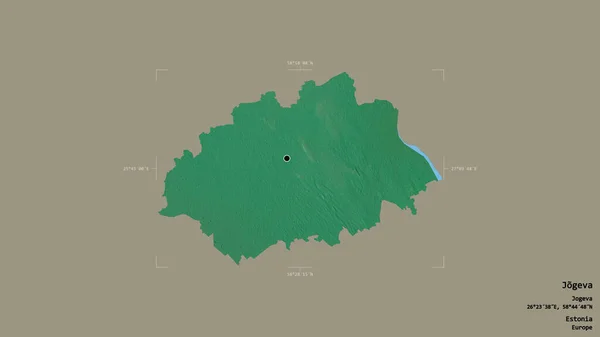 爱沙尼亚Jogeva县的一个地区 以坚实的背景被隔离在一个地理参考方块中 地形浮雕图 3D渲染 — 图库照片