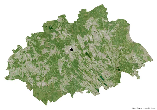 Form Jogeva Grevskapet Estland Med Huvudstaden Isolerad Vit Bakgrund Satellitbilder — Stockfoto