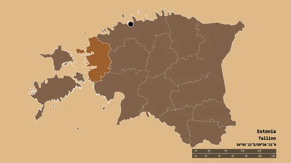 主要な地域部門と分離されたラーン地域とエストニアの荒廃した形 ラベル パターン化されたテクスチャの構成 3Dレンダリング — ストック写真