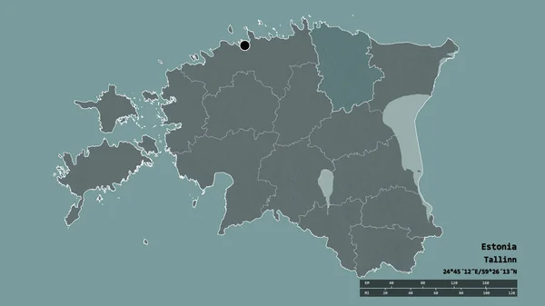 Forma Dessaturada Estônia Com Sua Capital Principal Divisão Regional Área — Fotografia de Stock