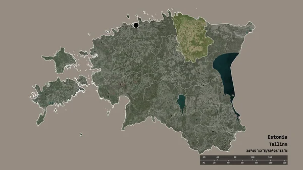 Desaturated Shape Estonia Its Capital Main Regional Division Separated Laane — Stock Photo, Image