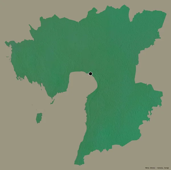 Kształt Parnu Powiatu Estońskiego Stolicą Odizolowaną Solidnym Tle Koloru Mapa — Zdjęcie stockowe