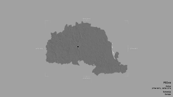 爱沙尼亚波尔瓦县的一个地区 以坚实的背景隔离在一个地理参考方块中 Bilevel高程图 3D渲染 — 图库照片
