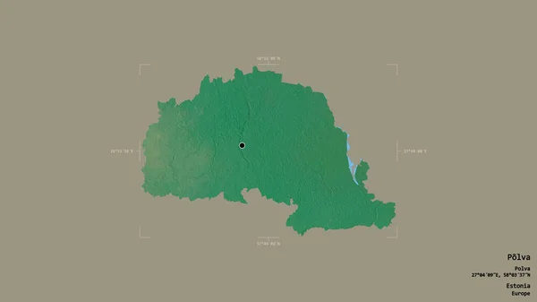 エストニアの郡ポルバの地域は 洗練された境界線の箱の中にしっかりとした背景に隔離されています ラベル 地形図 3Dレンダリング — ストック写真