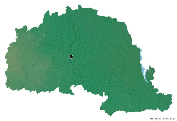 爱沙尼亚波尔瓦县的形状 首府被白色背景隔离 地形浮雕图 3D渲染 — 图库照片