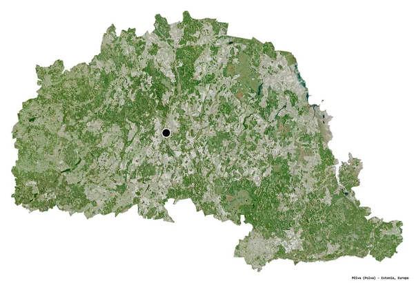 Форма Полвы Графства Эстония Столицей Изолированной Белом Фоне Спутниковые Снимки — стоковое фото
