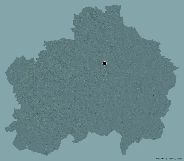 爱沙尼亚Rapla县的形状 其首府以纯色背景隔离 彩色高程图 3D渲染 — 图库照片