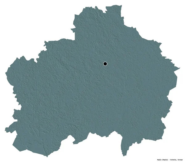 爱沙尼亚Rapla县的形状 其首府因白人背景而孤立 彩色高程图 3D渲染 — 图库照片