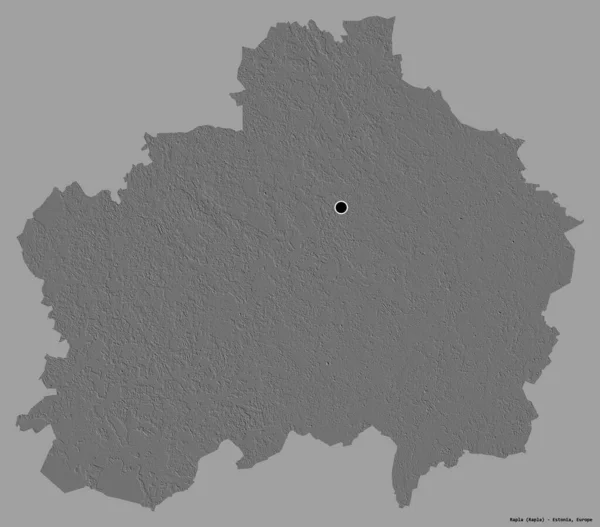 爱沙尼亚Rapla县的形状 其首府以纯色背景隔离 Bilevel高程图 3D渲染 — 图库照片