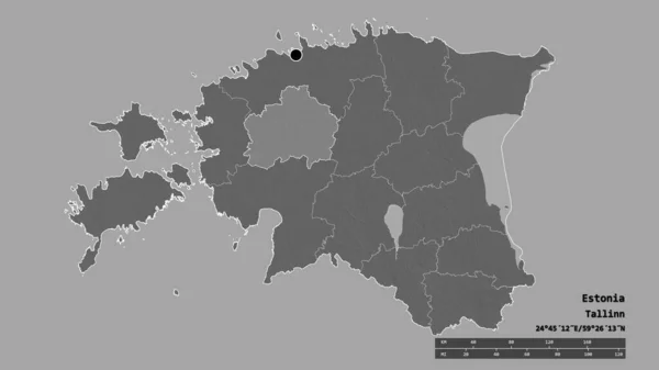 Спустошена Форма Естонії Столицею Основним Регіональним Поділом Районом Рапла Етикетки — стокове фото