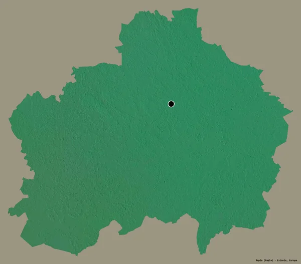 爱沙尼亚Rapla县的形状 其首府以纯色背景隔离 地形浮雕图 3D渲染 — 图库照片