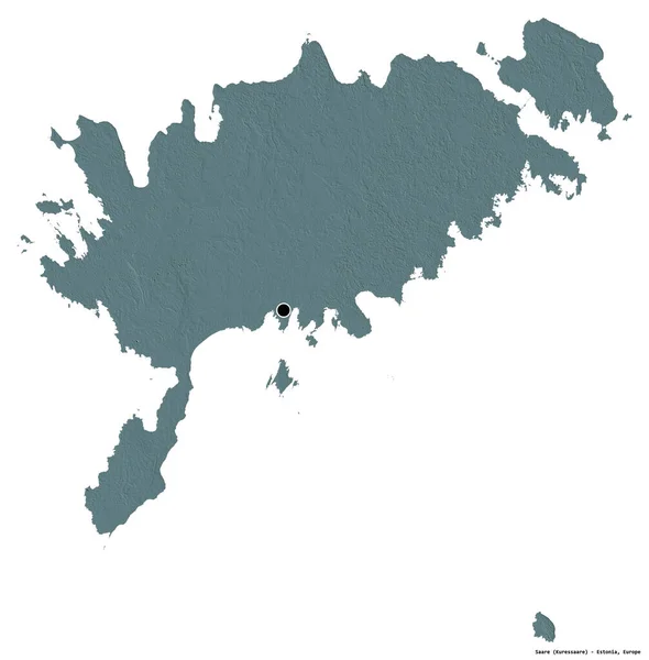 Kształt Saare Powiat Estoński Stolicą Odizolowaną Białym Tle Kolorowa Mapa — Zdjęcie stockowe