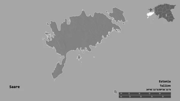 Форма Сааре Графства Эстония Столицей Изолированной Прочном Фоне Дистанционный Масштаб — стоковое фото