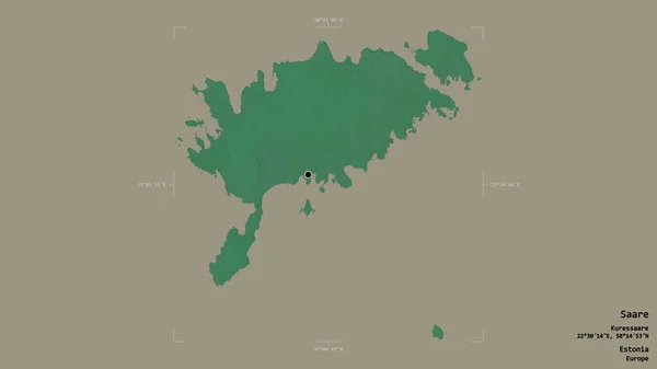 萨阿雷地区 爱沙尼亚县 以坚实的背景隔离在一个地理参考方块中 地形浮雕图 3D渲染 — 图库照片