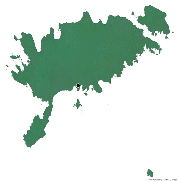 Kształt Saare Powiat Estoński Stolicą Odizolowaną Białym Tle Mapa Pomocy — Zdjęcie stockowe
