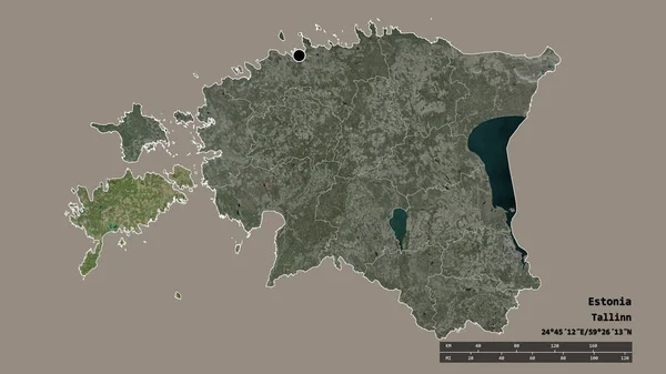 Desaturated Shape Estonia Its Capital Main Regional Division Separated Saare — Stock Photo, Image