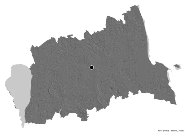 Forme Tartu Comté Estonie Avec Capitale Isolée Sur Fond Blanc — Photo