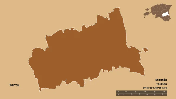 Tvar Tartu Okres Estonsko Hlavním Městem Izolovaným Pevném Pozadí Měřítko — Stock fotografie