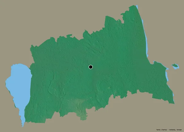Forma Tartu Condado Estônia Com Sua Capital Isolada Fundo Cor — Fotografia de Stock
