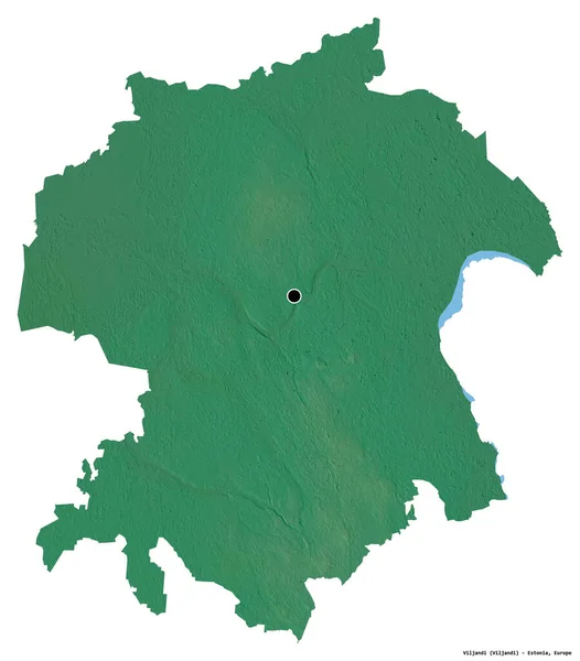 爱沙尼亚县Viljandi的形状 其首都因白人背景而孤立 地形浮雕图 3D渲染 — 图库照片