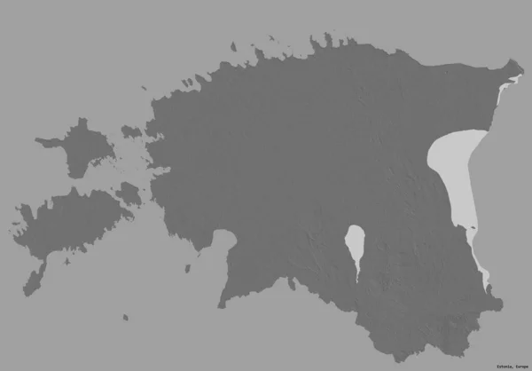 Форма Естонії Столицею Ізольованою Суцільному Кольоровому Фоні Білевелівська Карта Висот — стокове фото