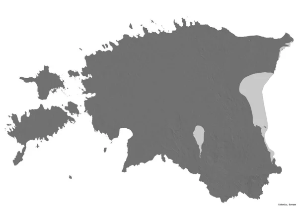 Forma Estonia Con Capital Aislada Sobre Fondo Blanco Mapa Elevación — Foto de Stock