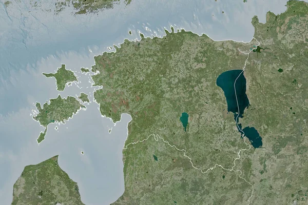 Rozszerzony Obszar Estonii Zarysem Kraju Granicami Międzynarodowymi Regionalnymi Zdjęcia Satelitarne — Zdjęcie stockowe