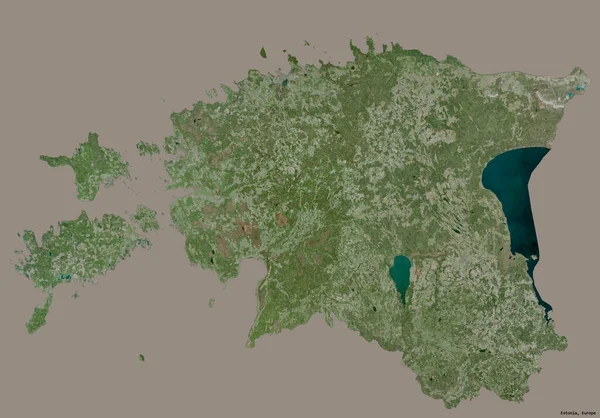 Форма Естонії Столицею Ізольованою Суцільному Кольоровому Фоні Супутникові Знімки Візуалізація — стокове фото