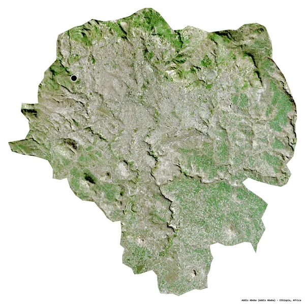 エチオピアの都市アディスアベバの形で その首都は白い背景に孤立しています 衛星画像 3Dレンダリング — ストック写真