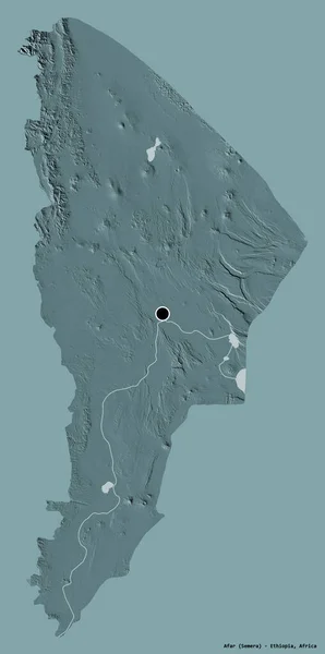 Forma Afar Estado Etiópia Com Sua Capital Isolada Fundo Cor — Fotografia de Stock