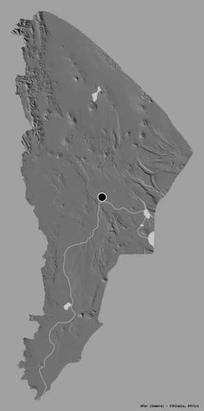 Forma Afar Estado Etiopía Con Capital Aislada Sobre Fondo Color — Foto de Stock