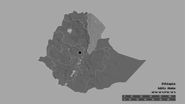 Обесцвеченная Форма Эфиопии Столицей Главным Региональным Разделением Отделенной Зоной Афар — стоковое фото
