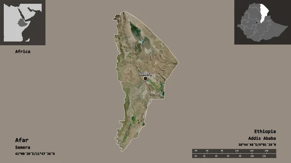 Форма Афар Ефіопія Столиця Масштаб Відстаней Превью Етикетки Супутникові Знімки — стокове фото
