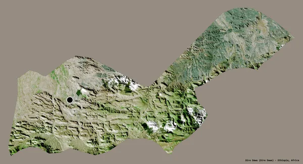 德雷尔达瓦的形状 埃塞俄比亚的一个城市 它的首都孤立在一个坚实的色彩背景 卫星图像 3D渲染 — 图库照片