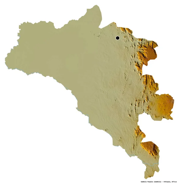 Forma Los Pueblos Gambela Estado Etiopía Con Capital Aislada Sobre —  Fotos de Stock