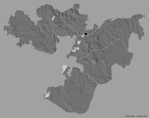 Shape Oromia Bundesstaat Äthiopien Mit Seiner Hauptstadt Isoliert Auf Einem — Stockfoto