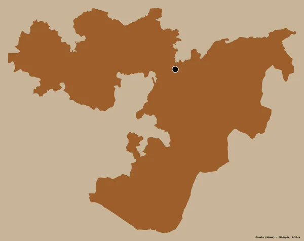 Forma Oromia Estado Etiopía Con Capital Aislada Sobre Fondo Color —  Fotos de Stock
