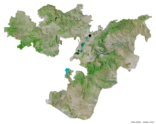 エチオピアのオロミア州の形で 首都は白い背景に孤立しています 衛星画像 3Dレンダリング — ストック写真