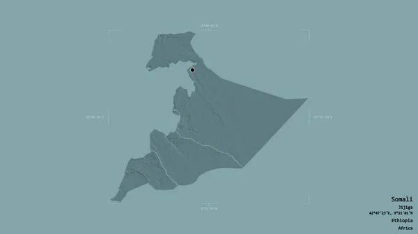 Територія Сомалі Штату Ефіопія Ізольована Твердому Тлі Обтічному Ящику Етикетки — стокове фото
