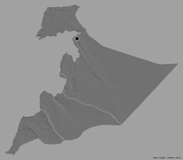 Somali Nin Şekli Etiyopya Eyaleti Sermayesi Katı Renk Arka Planında — Stok fotoğraf