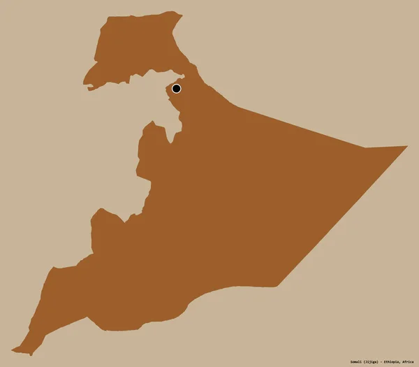 索马里的形状 埃塞俄比亚的国家 其首都孤立在一个坚实的色彩背景 图形纹理的组成 3D渲染 — 图库照片