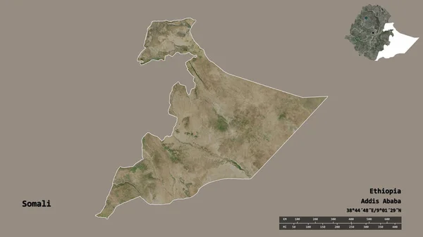 Form Somaliska Staten Etiopien Med Dess Huvudstad Isolerad Solid Bakgrund — Stockfoto