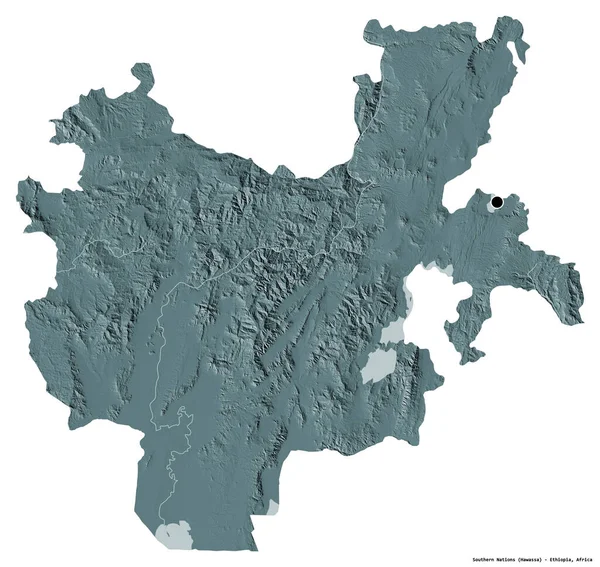 Forme Des Nations Sud État Ethiopie Avec Capitale Isolée Sur — Photo