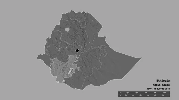 Обесцвеченная Форма Эфиопии Столицей Главным Региональным Отделением Отделенной Территорией Южных — стоковое фото