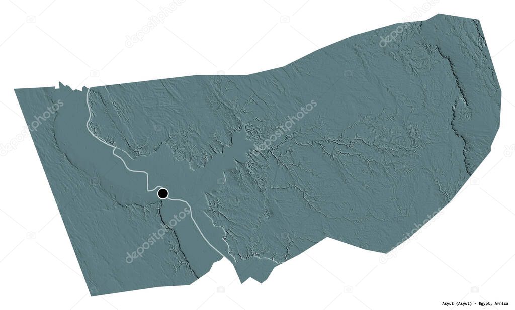 Forma de Asiut, gobernación de Egipto, con su capital aislada sobre